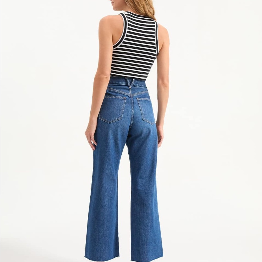 VERONICA BEARD Taylor Cropped High Rise Wide Leg in Bright Blue NWT. - Picture 3 of 6